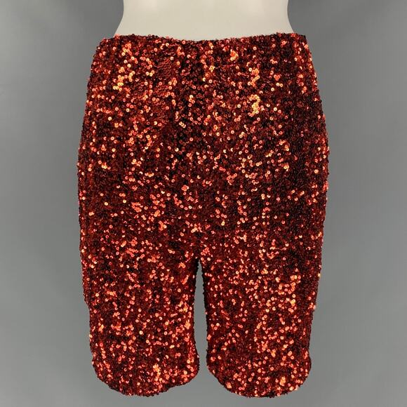 RETROFETE Size S Orange Sequined Shorts - Picture 4 of 5